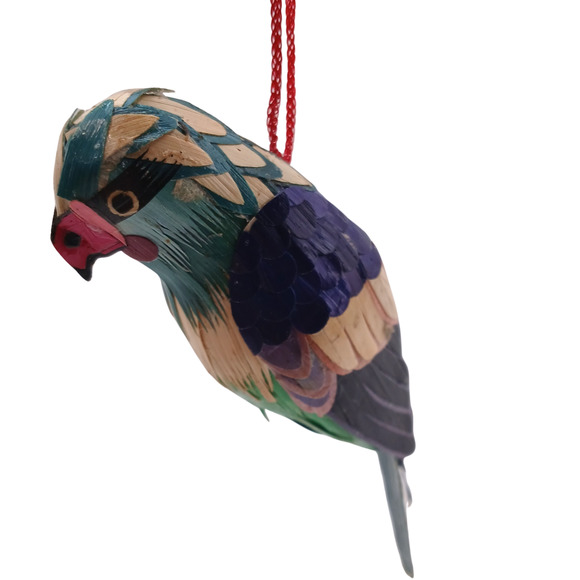 Handcrafted Wheat Straw Bird Ornament – Colorful Songbird Hanging Decor Folk Art - Picture 3 of 8
